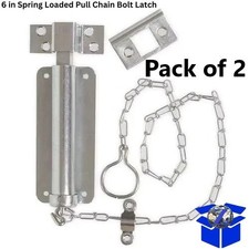 Pull Chain Door Bolt Latch 6" Zinc Spring Loaded Gate Lock Security - Pack of 2