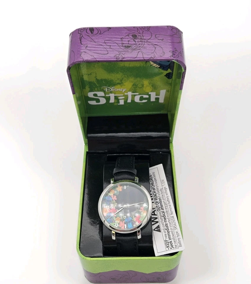 Novo Relógio de Pulso Feminino Accutime Oficial Disney Ponto Floral, Lilo, Analógico, Novo Na Caixa - Imagem 2 de 4