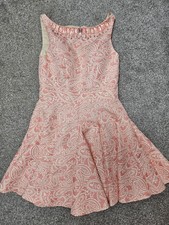 Forever Unique Georgia Pink & Cream Jacquard Fit And Flare Dress Size 10