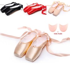 Professional Ballet Pointe Shoes Girls Women Ladies Satin Ballet Shoes Toe pad