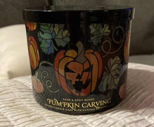 Bath & Body Works PUMPKIN CARVING Large 3-Wick Jar No Candle. Empty Jar