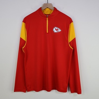 Kansas City Chiefs Fanatics Quarter Zip Pullover Large NFL Red Yellow Mens