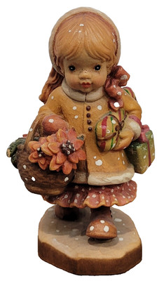 Vintage ANRI Sarah Kay Yuletide Cheer Carved Wood Figurine 3.5'' Limited Edition