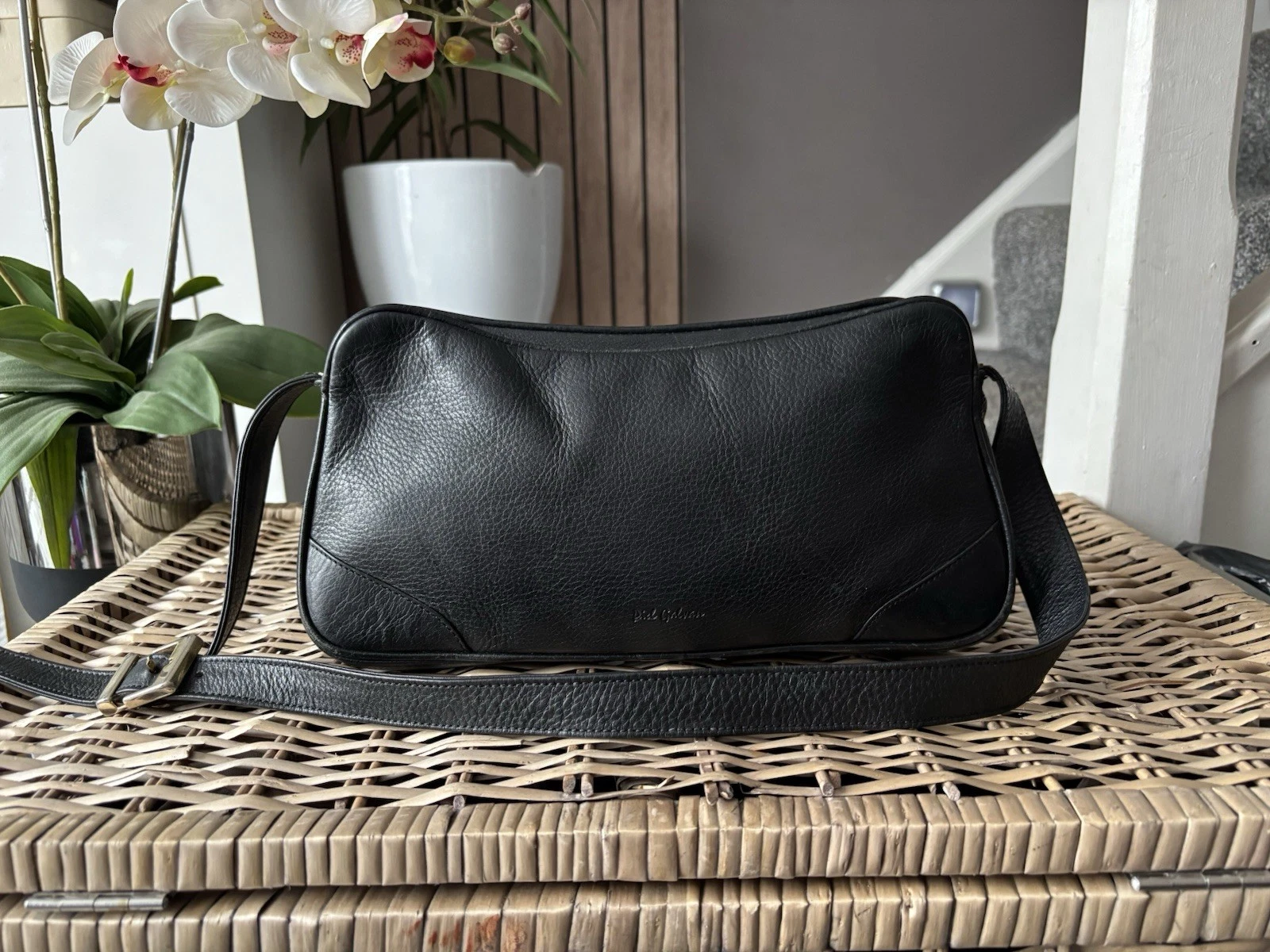 Lovely Piel Galvan Black Leather Shoulder Bag Handbag