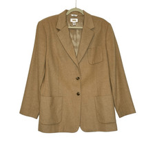 Talbots Tan Camel Hair Vintage Patch Pocket Blazer  Size 18