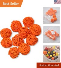 Set of 10 Decorative Orange Rattan Balls – Ideal for Parties & Home Styling