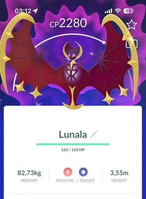 Pokémon  Go✨ Shiny LUNALA✨ - PTC 20K Dust - Read Description
