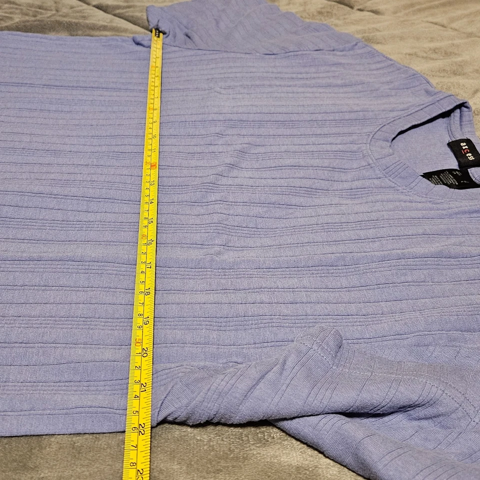 Axcess Men’s Blue Ribbed Short Sleeve Crew Neck Pullover Shirt Size Large - Image 4 of 4
