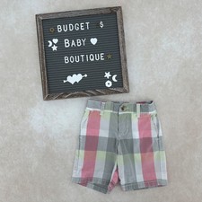 JANIE AND JACK Shark Watcher Plaid Shorts Size 12-18 Months