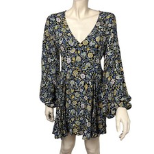 Womens Forever 21 Small Floral Bohemian Dress Flowy Viscose