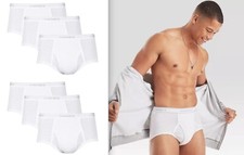 Hanes  Men's Value Pack White Classic Briefs 3 or 6 Pack, Sizes S-3XL