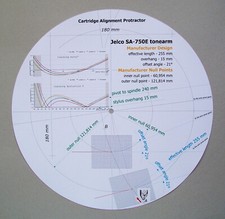 Jelco SA-750E Custom Designed Tonearm Cartridge Stylus Alignment Protractor