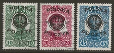 POLAND 1918 Austrian Military Post set  of 3 VF used Mi#17-19 (SG#17-19)