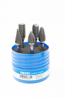 Presto 5 Stück 1/2'' Hartmetall Frässtift Set 6 mm Schaft, Formen A, C, F, L, M