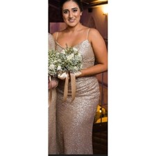 Sorella Vita Dress 10 Maxi Formal Gown Rose Gold Sequins Bridesmaid 8884 Prom