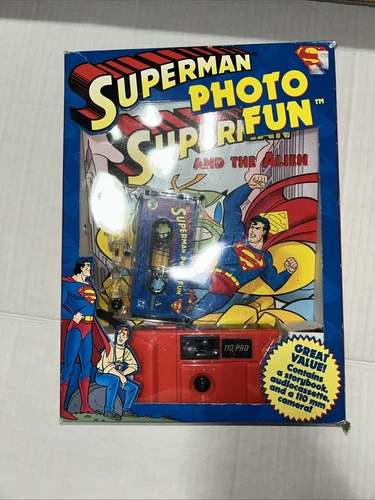 Vintage 1998 DC Superman Photo Fun Box Set Camera Cassette Comic