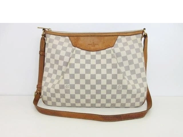 LOUIS VUITTON（LV） Borsa a tracolla Louis Vuitton Damier Azur Siracusa MM unisex bianca LV N41112 rango A