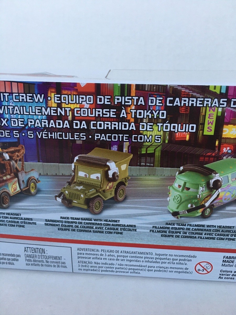 Disney Pixar Cars Tokyo Race Pit Crew 5 Pack Set New Metal Mattel