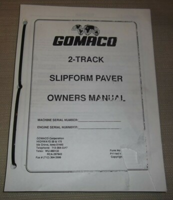 #ad GOMACO 2 TWO TRACK SLIPFORM PAVER OPERATOR OPERATION amp; MAINTENANCE MANUAL BOOK $29.99