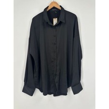 Nasty Gal Plus Size 16 Tunic Button Down Recycled Satin Plus Oversized Shirt