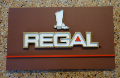 VINTAGE REGAL COWBOY BOOTS SHOE STORE ORIGINAL PLASTIC DISPLAY SIGN 11'' X 6.5''