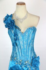 NEW Size 6 Tony Bowls 600 Turquoise Prom Formal Lace Long Gown Dress Cruise NWT