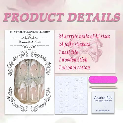 Press on Nails Medium Almond French Tip Fake Nails Nude Full Almond Nails23 - Bild 3 von 7