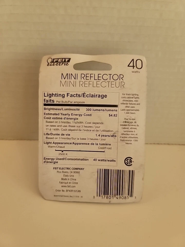 Feit Electric - 40W R16 - MINI REFLECTOR - MEDIUM BASE - 300 Lumens - Image 3 of 4