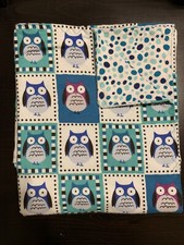 Handmade Colorful Teal Owl Flannel Blanket- Double Thickness