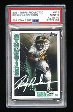 RICKEY HENDERSON 2021 TOPPS PROJECT70 #812 ALEX PARDEE PSA 9 AUTO 10! HOF POP 1!