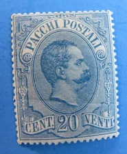 ITALY 1884 SC#Q2 MINT MH OG 20c BLUE PARCEL POST - CV $260 (CREASE BOTTOM HALF)