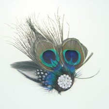 Wedding Vintage Headpiece Peacock Feather Fascinator Hair Clip Party