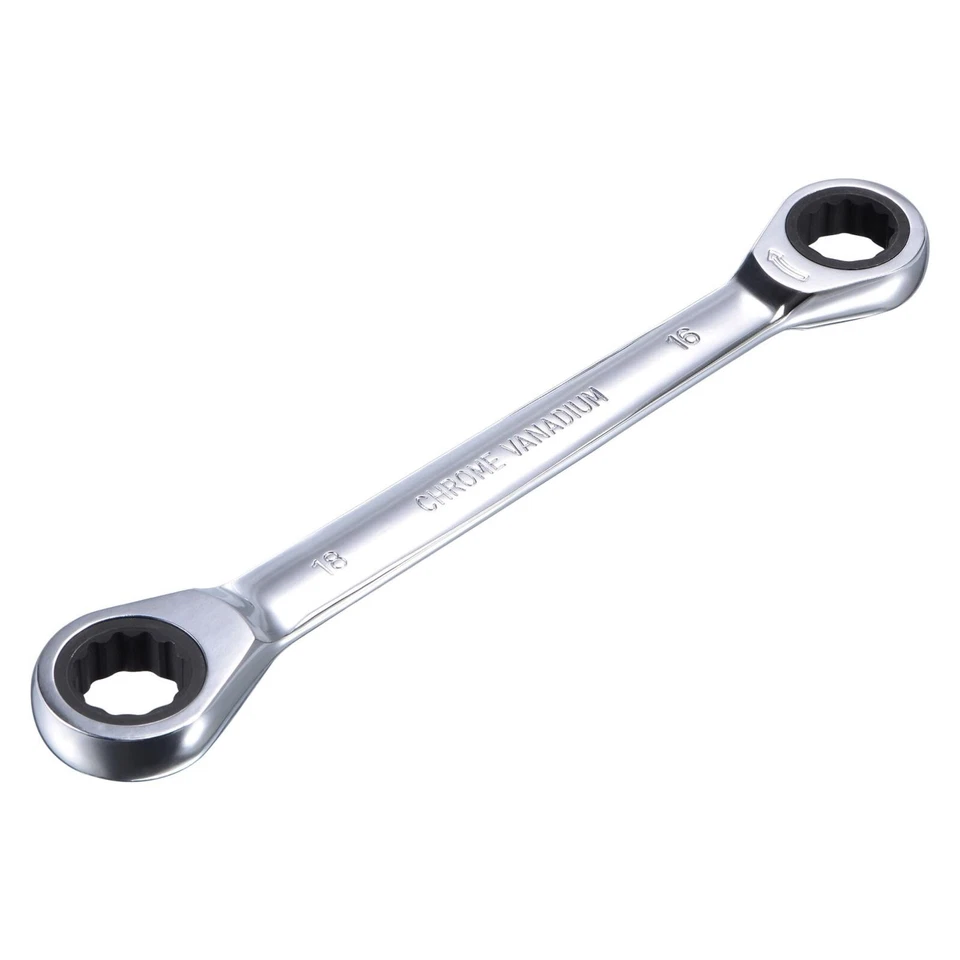 Halfords CRV Metric Double Ended Ratcheting Ring Spanner, 16mm * 18mm CLEARANCE