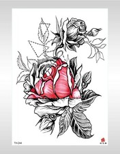 vintage rose large 8.25" arm tattoo fake tattoo waterproof