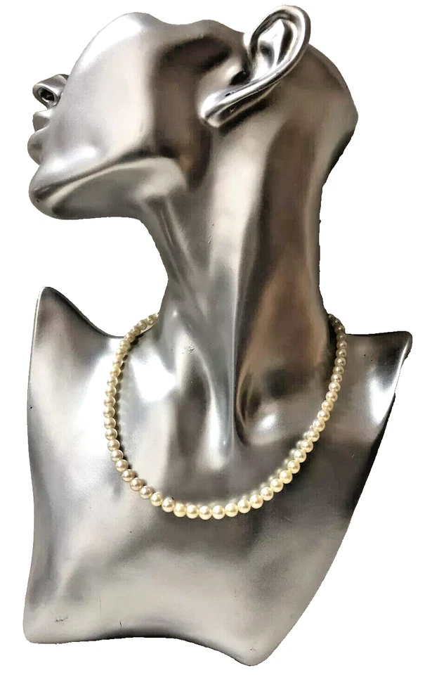 AAA+ COLLANA di PERLE AKOYA GIAPPONE 6 mm ACQUA SALATA ROTONDE CREMA ARGENTO 925 - Immagine 2 di 4