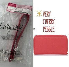 Thirty One 31 Stackin Jacksons Wallet Very Cherry Red Pebble NEW Wristlet strap