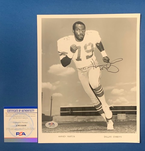 HARVEY MARTIN DALLAS COWBOYS 8x10 B/W PHOTO SIGN 4xALL PRO SUPER BOWL CHAMP PSA - Picture 1 of 2