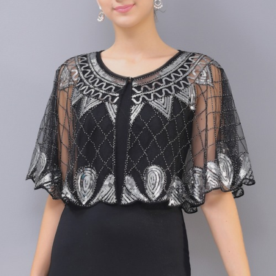 Womens Sequins Shrug Shawl Wedding Dresses Cape Cover Ups Beaded Shawls  Party | eBay