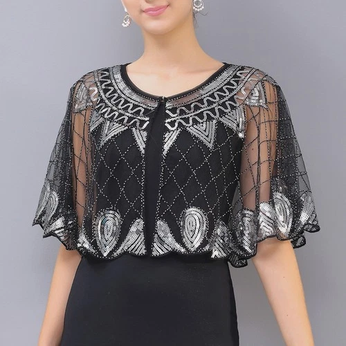 Womens Shrug Shawl Wedding Dresses Cape Cover Ups Sequins Beaded Shawls Party
