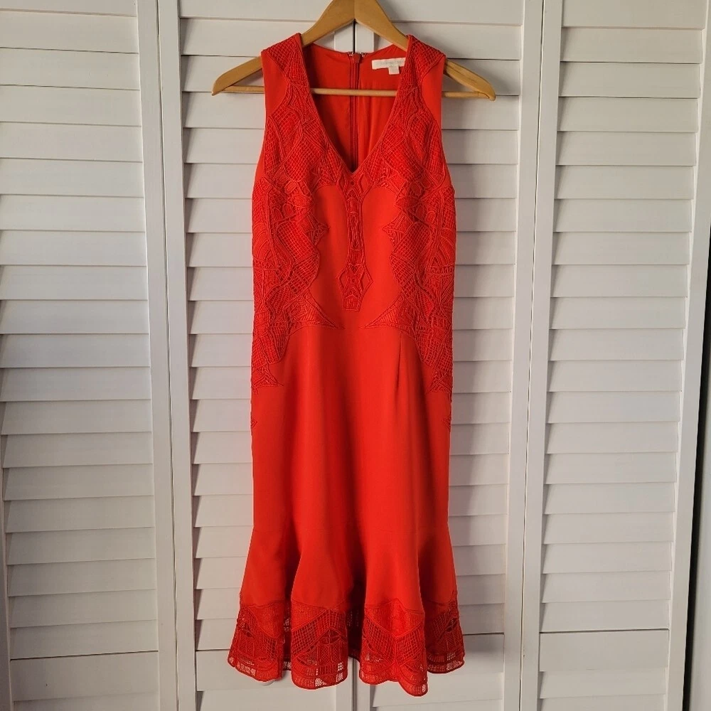 Abito midi Jonathan Simkhai rosso pizzo donna 2 cocktail San Valentino sexy femminile