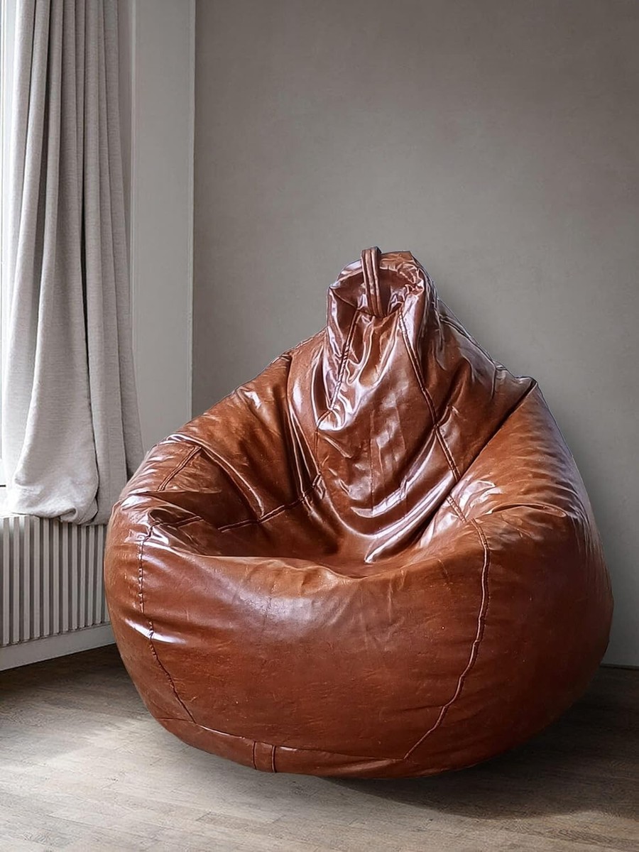 Faux Leather Brown Bean Bag Chairs Bean Bag Chair Sofa Cover Faux