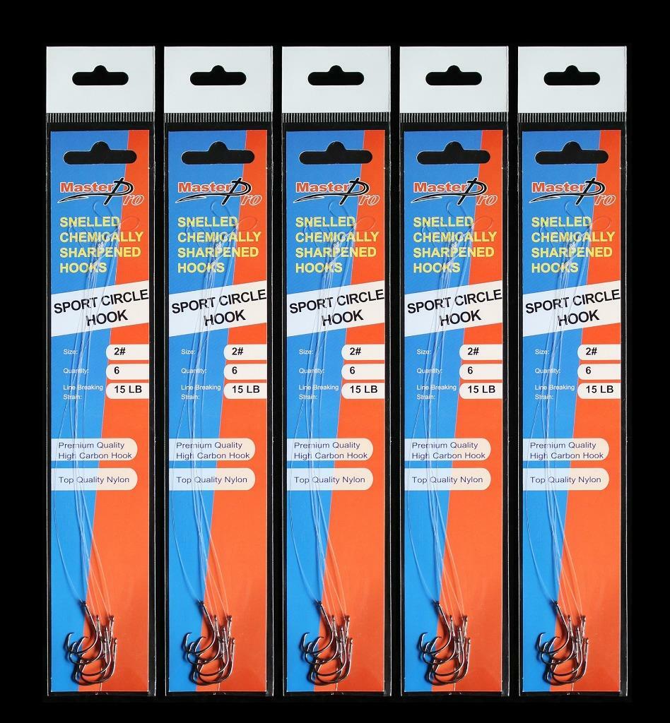 5Packs of Masterpro Pre Tied/Snelled Circle Hooks Size 2# Fishing