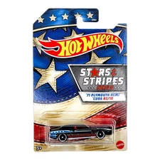 HOT WHEELS '71 Plymouth Hemi 'Cuda Black Car Stars & Stripes WalMart GJW78 2020