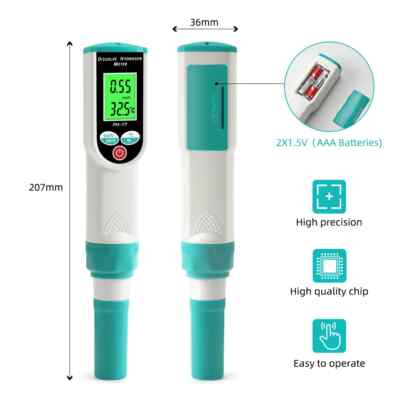 Hydrogen Ion Water Tester ATC Dissolved Hydrogen Meter 0-1999 PPb 0-1.99 Ppm