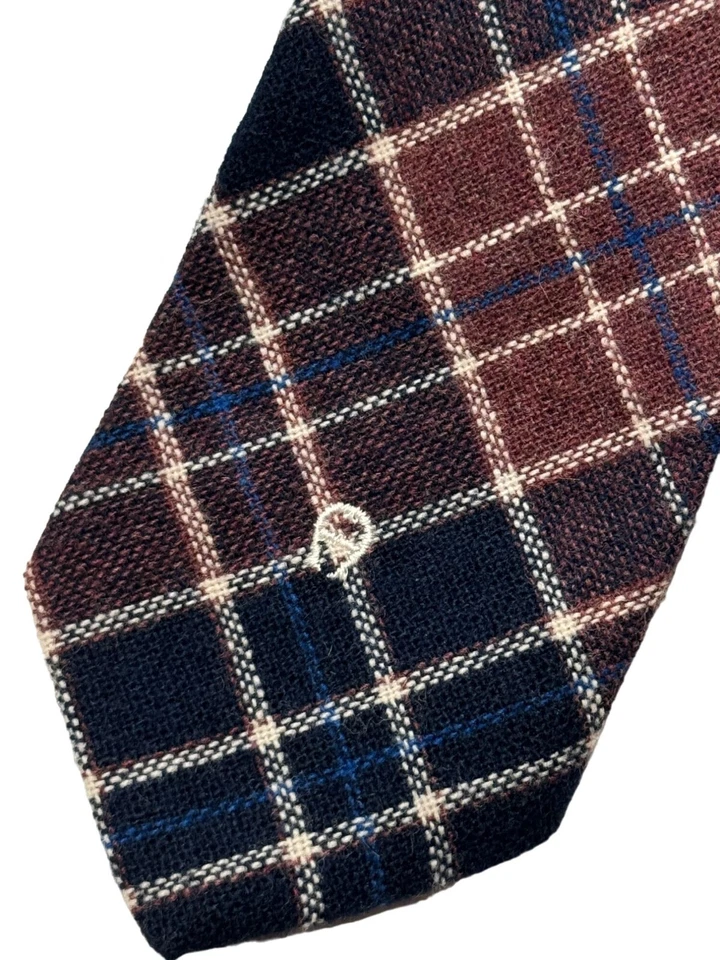 Новый из старых запасов винтажный 60-е Etienne Aigner ЛОГОТИП КЛЕТЧАТЫЙ галстук шерстяной твид ТАРТАН узкий узкий - Изображение 2 из 4