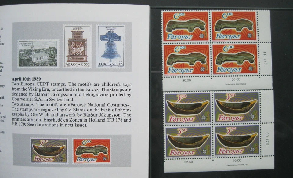 1988 Faroe Children's Toys 191-192 &  Kirkjubour Cathedral Ruins 182-185+Book - Image 3 of 4
