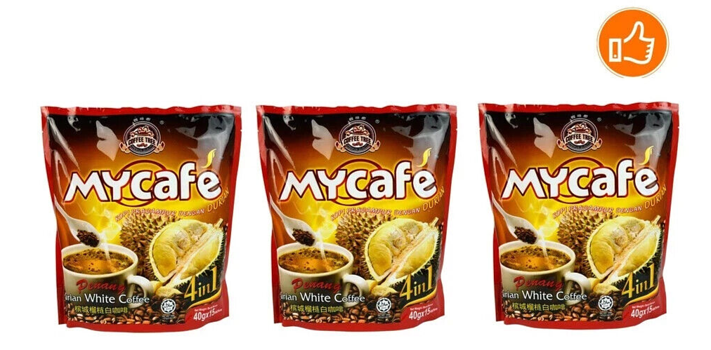 2 X 15's NEW MYCAFE PENANG DURIAN WHITE COFFEE PREMIX 100