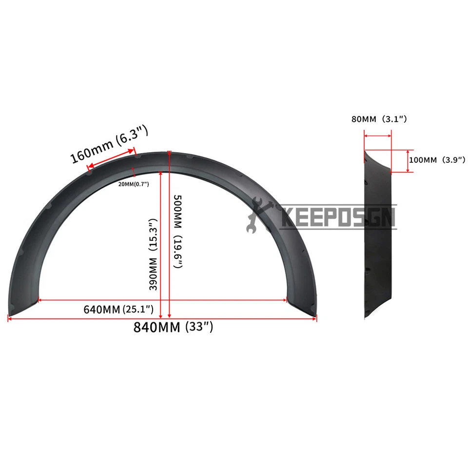 For Volvo S40 S60 S80 S90 4.5" Fender Flares Extra Wide Body Kit Wheel Arches - Image 2 of 4