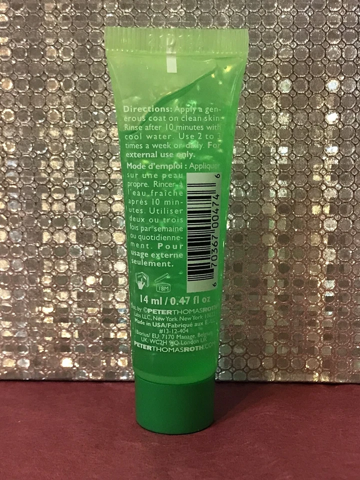 Peter Thomas Roth Cucumber Gel Mask Extreme De-Tox 14ml Sample Size New Sealed - Image 2 of 2