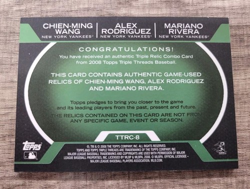 2007 Topps Triple Threads Relics Combos Emerald #40 Wang/Rodriguez/Rivera 02/18 - Picture 2 of 2